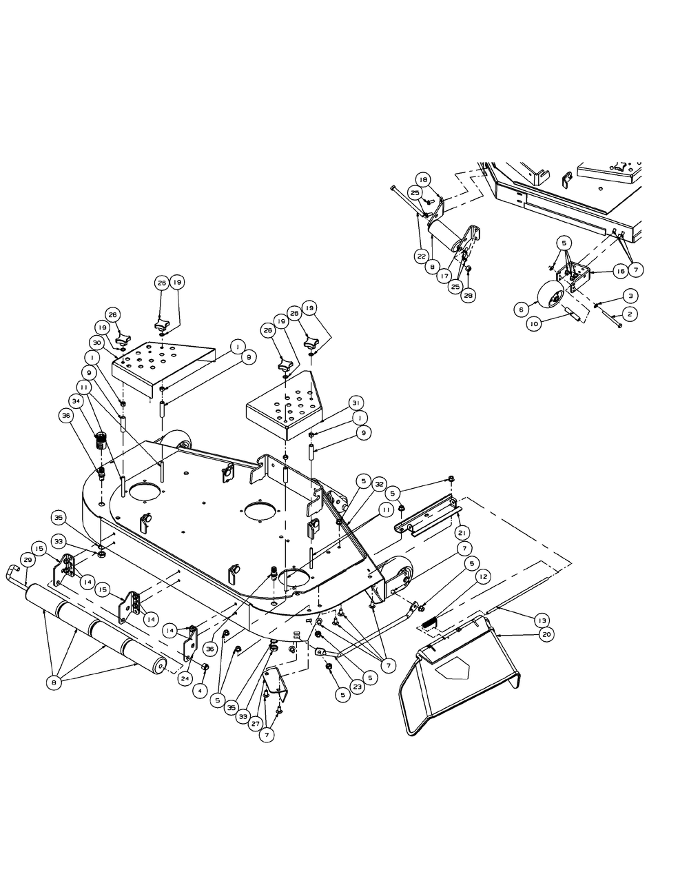 Fabricated Cutter Deck 44-Inch Diagram and Parts List for ENFORCER44 53BI3AGF050-19HP Cub Cadet Lawn Tractor
